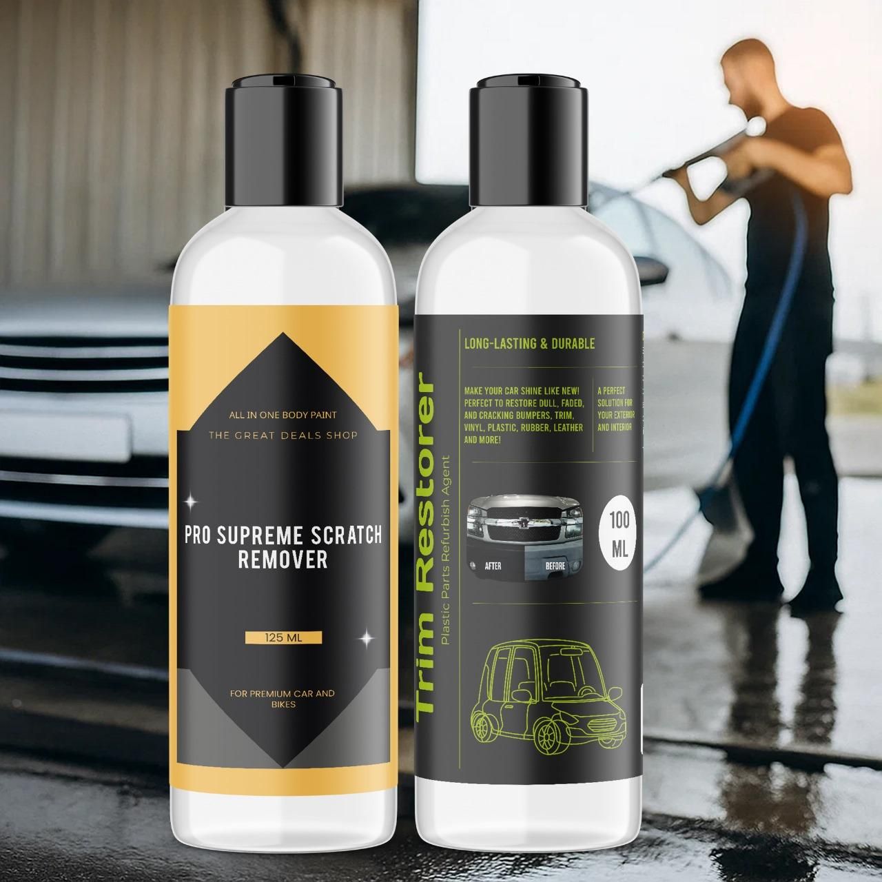 Pro Supreme Scratch Remover 125 ml and Trim Restorer 100 ml each Pack of 2