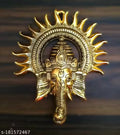 SP Handicrafts Golden Lord Ganesha With Sun Decorative Metal Wall Hanging Art Showpiece